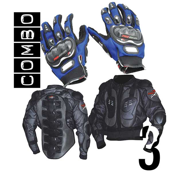 Combo 3: Găng tay + Áo giáp lưới Pro-biker