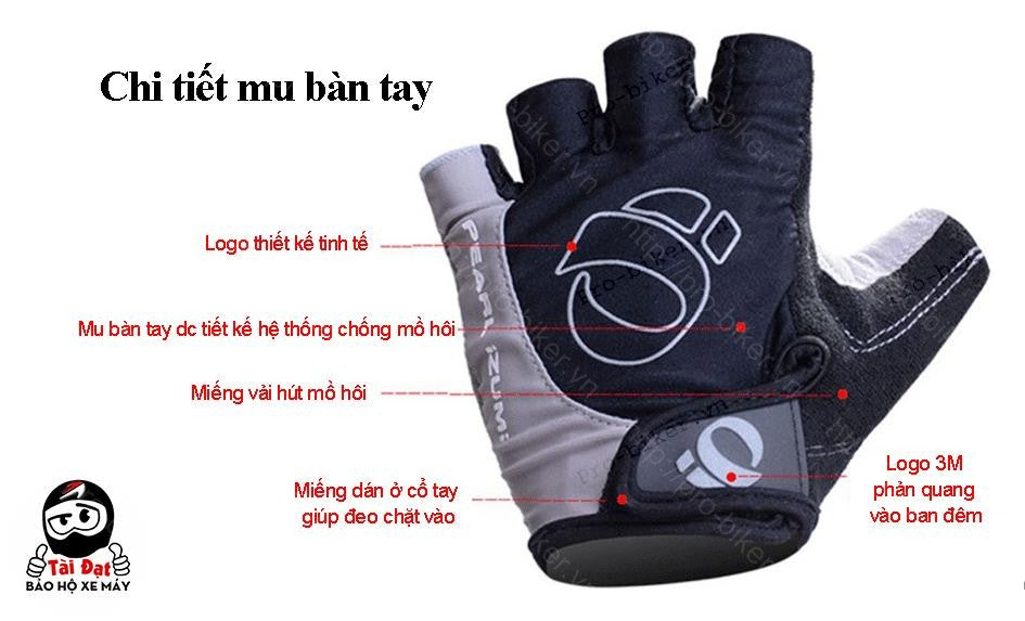 Găng tay xe đạp nửa ngón Izumi