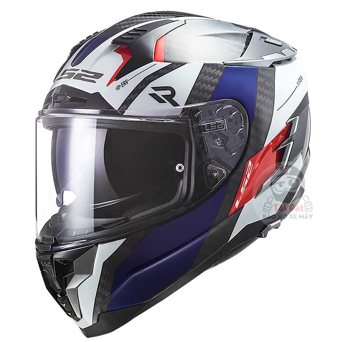 LS2 Challenger FF327 Carbon Alloy White Blue Helmet