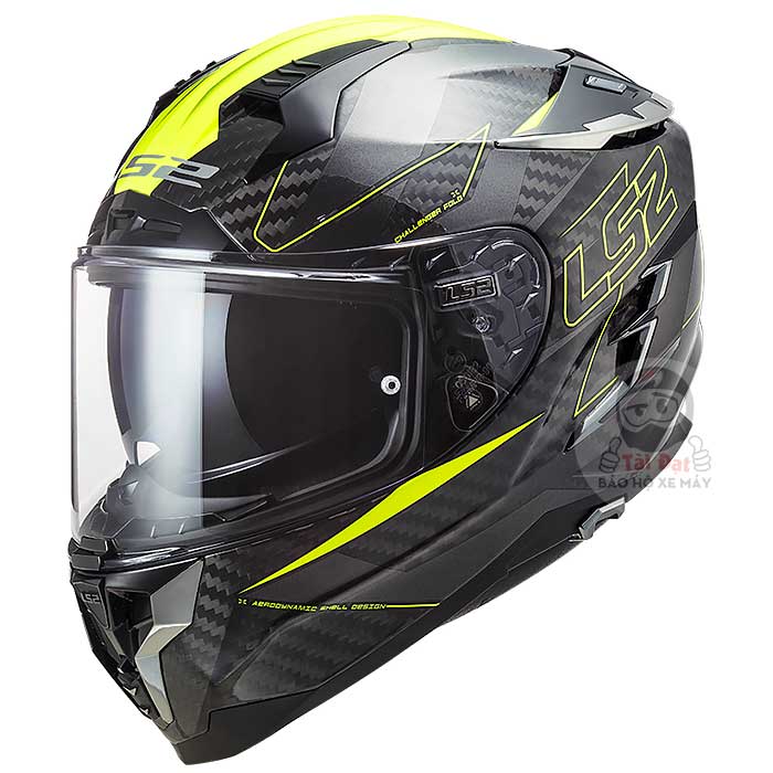 LS2 Challenger FF327 Carbon Fold Yellow Helmet