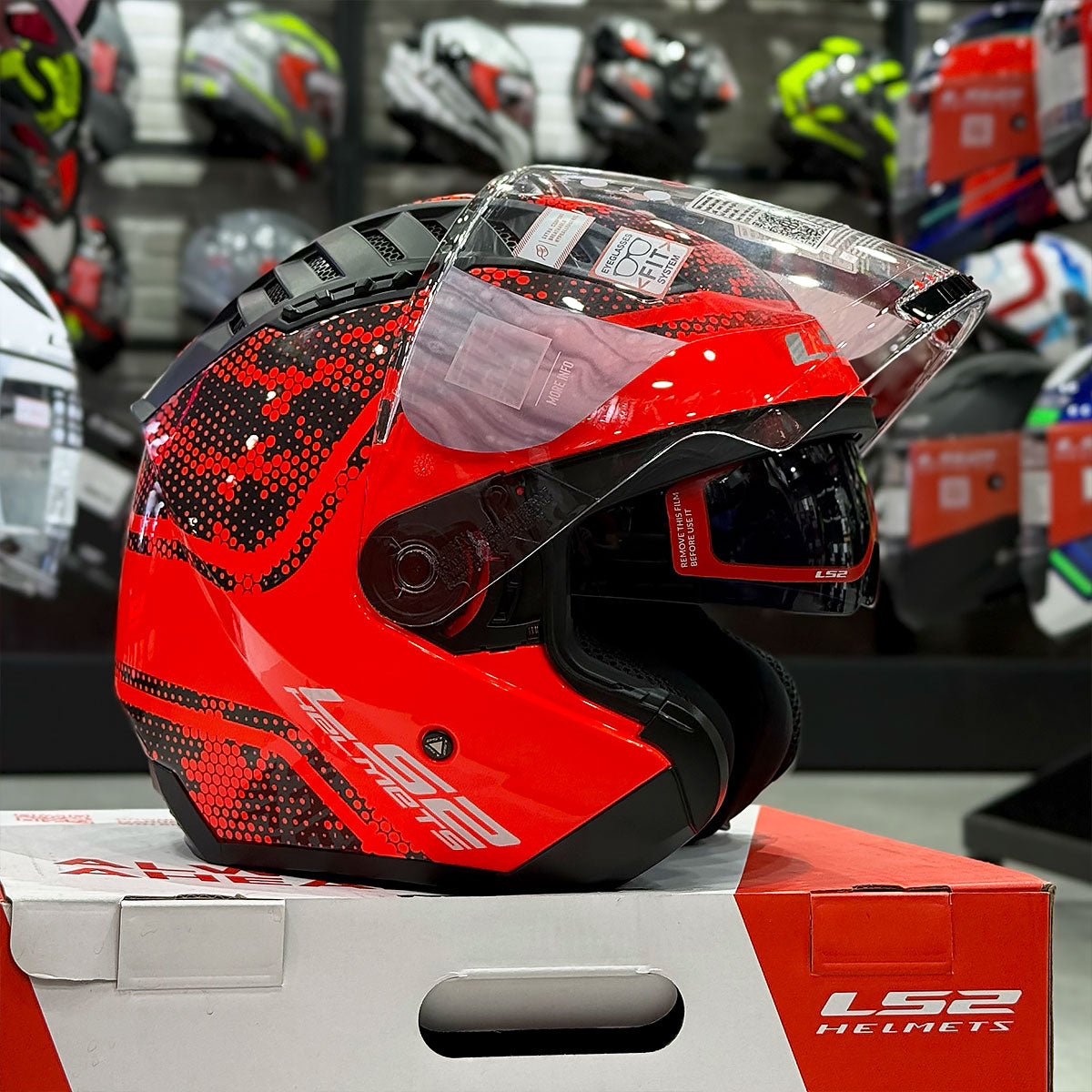 LS2 OF600 Copter Mesh Red Helmet