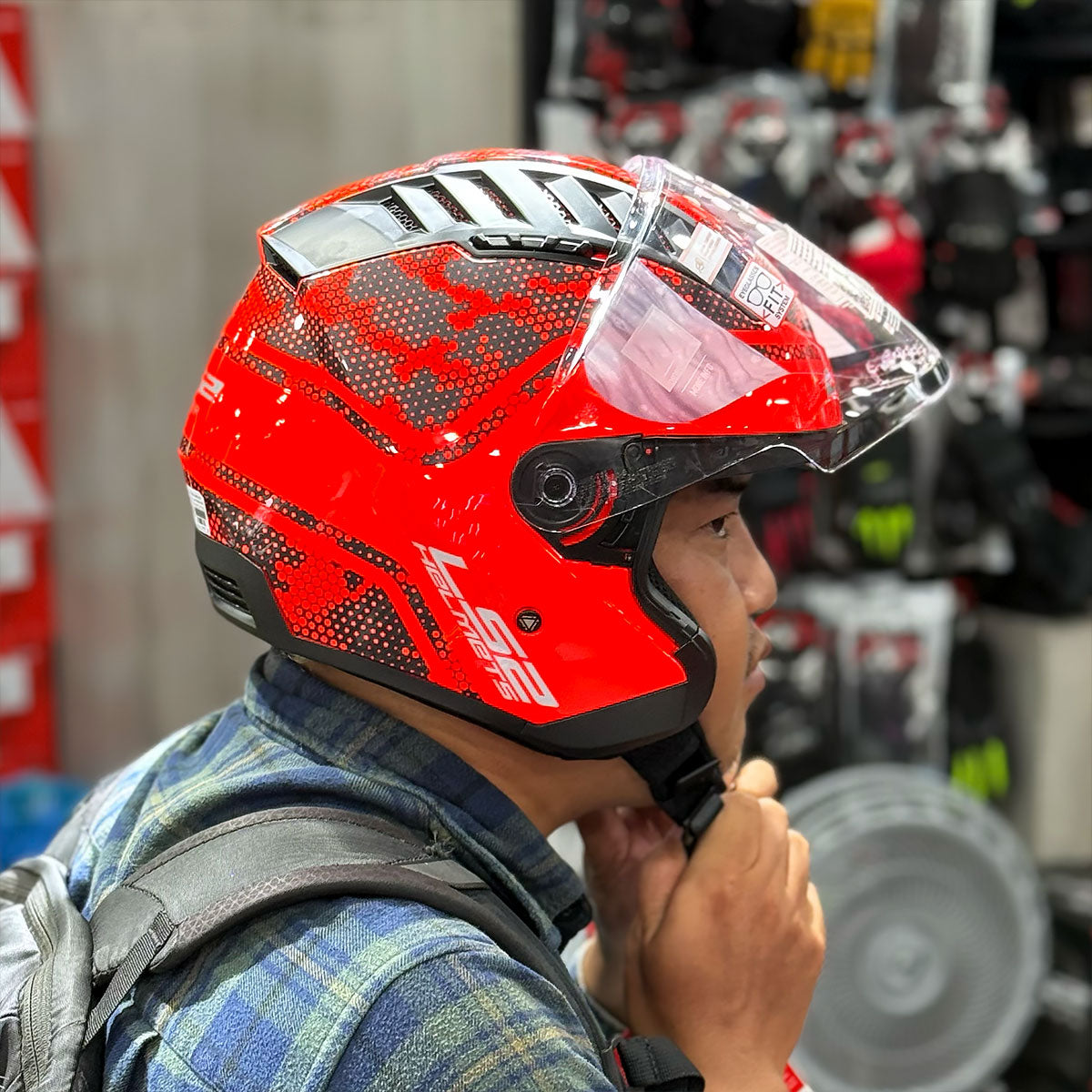 LS2 OF600 Copter Mesh Red Helmet