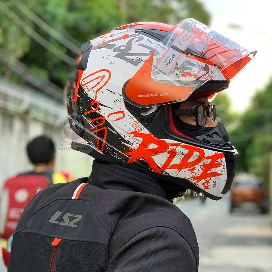 Fullface LS2 FF353 Rapid Naughty Trắng Đỏ