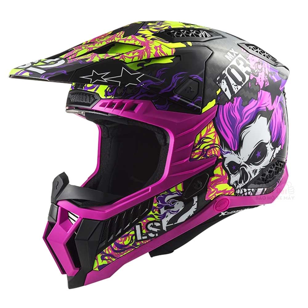 LS2 MX703 Carbon Fire Skull Violet