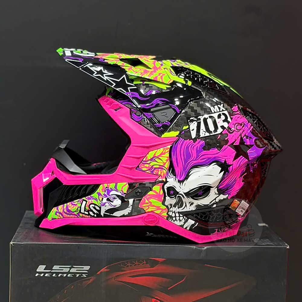 LS2 MX703 Carbon Fire Skull Violet