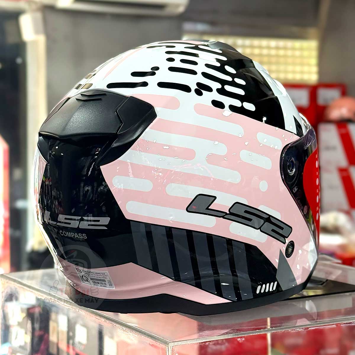 Nón LS2 Compass OF626 Trắng Hồng