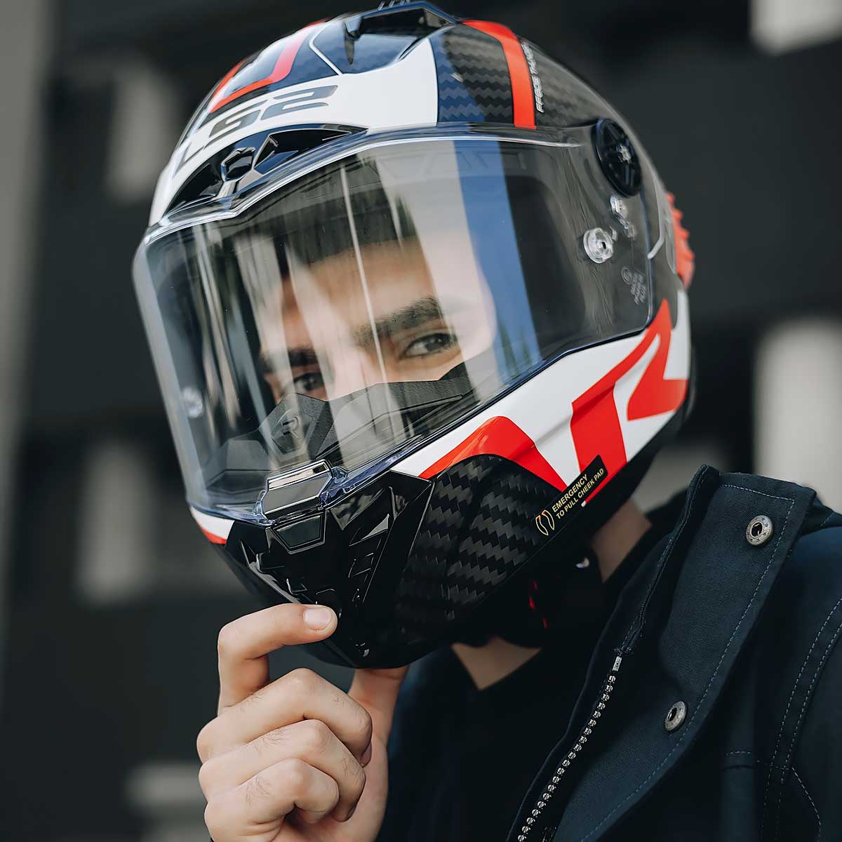 LS2 FF805 Thunder Carbon Racing 1 Trắng Đỏ