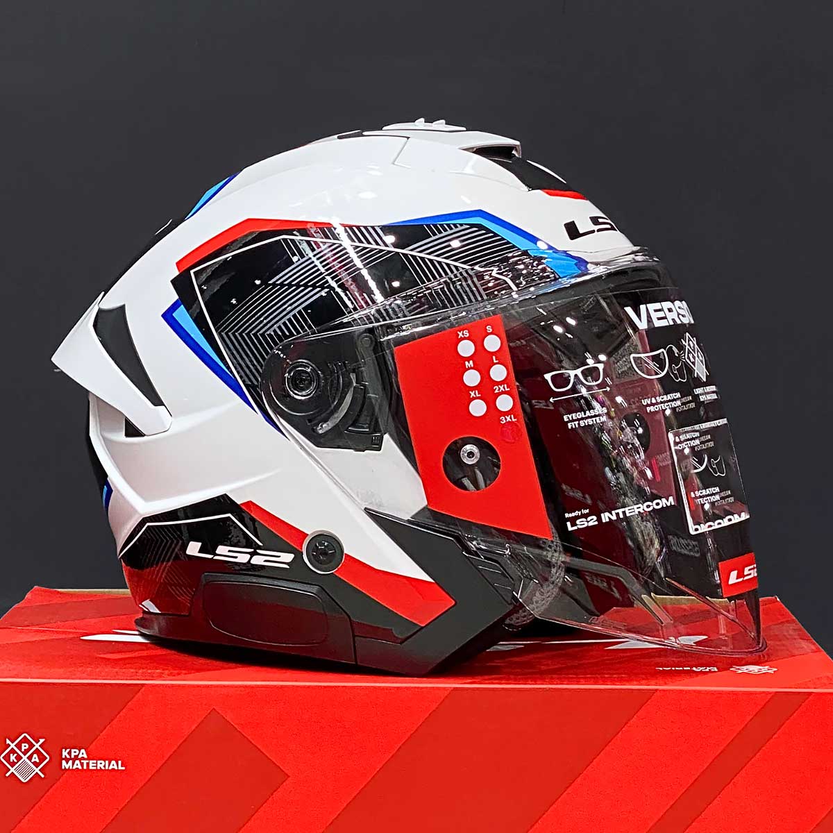 LS2 Verso II OF618 Air Trắng Xanh Đỏ