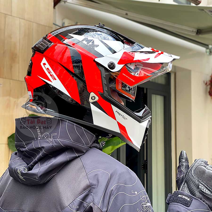 LS2 Pioneer Strike White Red MX436 Helmet