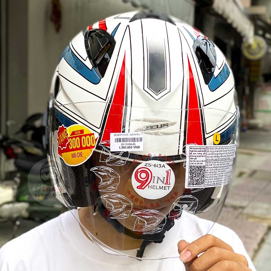 Zeus 613b AJ6 White Blue Helmet