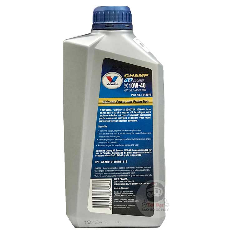 Dầu nhớt Valvoline Champ 4T 10W40 xe tay ga