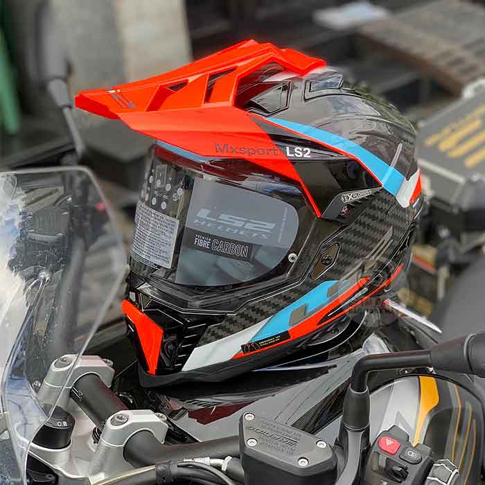 LS2 MX701 Explorer Carbon Đỏ Xanh