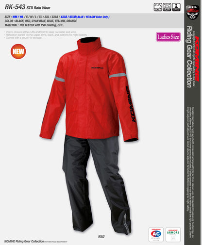Áo mưa bộ liền quần Komine RK-543 rainwears