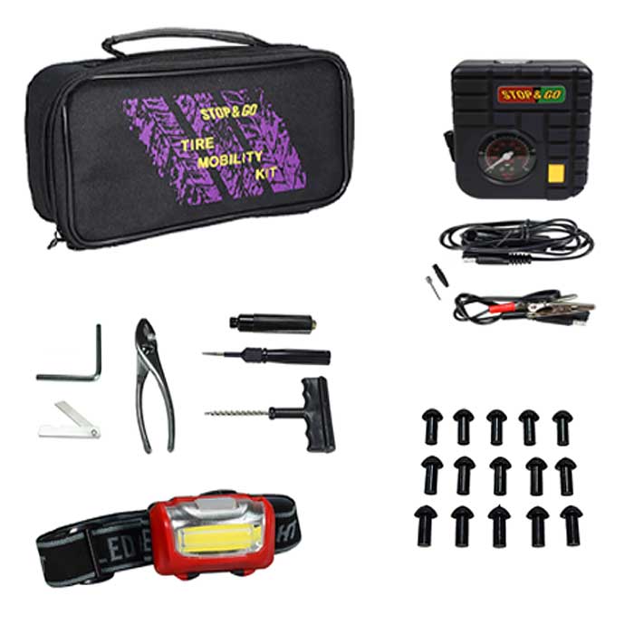 Bơm vá xe Stop&Go có bơm điện & đèn 6001