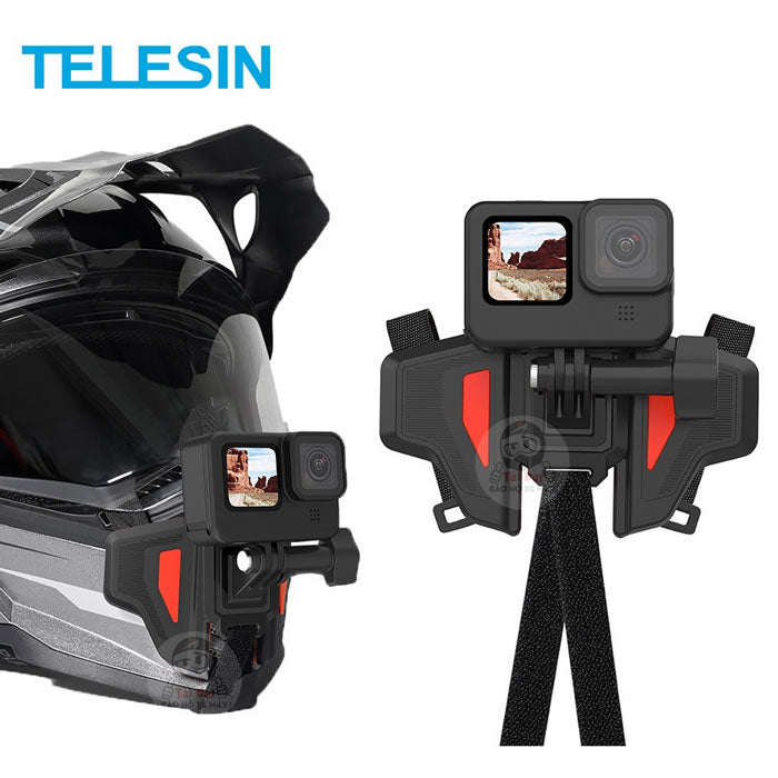 Gắn GoPro cằm mũ fullface Telesin