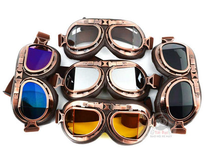 Kính phi công cổ điển cho nón bảo hiểm (gọng đồng)