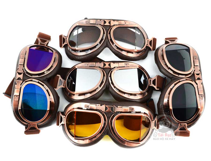 Kính phi công cổ điển cho nón bảo hiểm (gọng đồng)