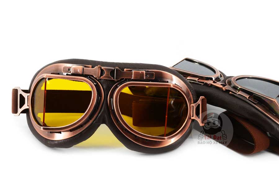 Kính phi công cổ điển cho nón bảo hiểm (gọng đồng)