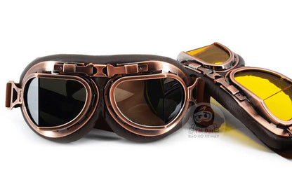 Kính phi công cổ điển cho nón bảo hiểm (gọng đồng)