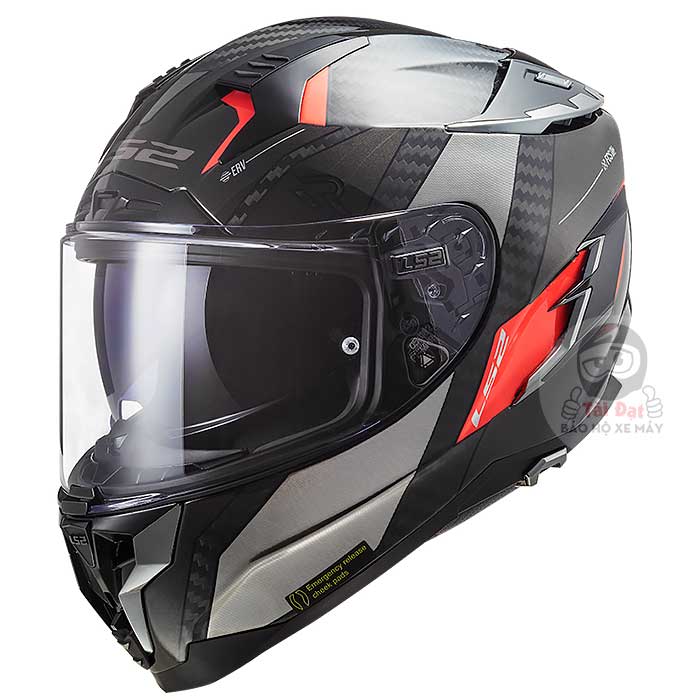 LS2 Challenger FF327 Carbon tem Alloy Đỏ