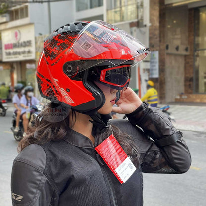 LS2 OF600 Copter Mesh Red Helmet