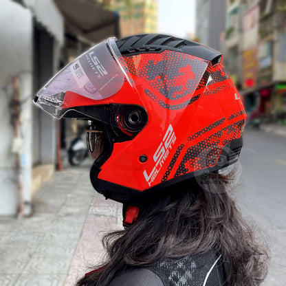 LS2 OF600 Copter Mesh Red Helmet