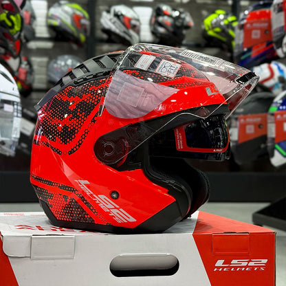 LS2 OF600 Copter Mesh Red Helmet