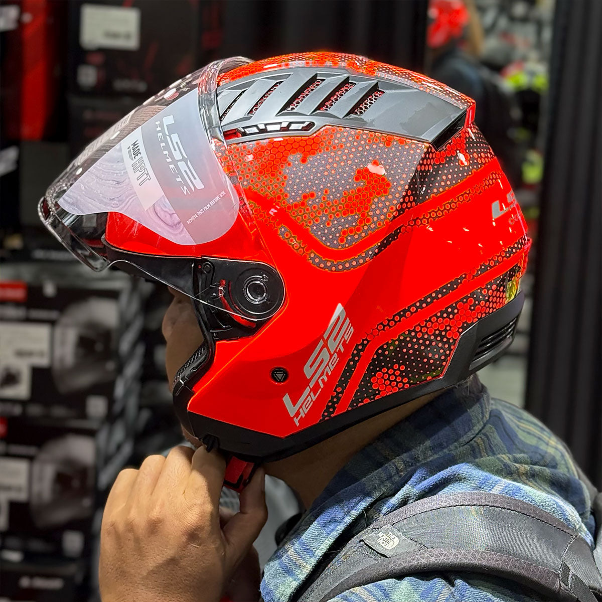 LS2 OF600 Copter Mesh Red Helmet