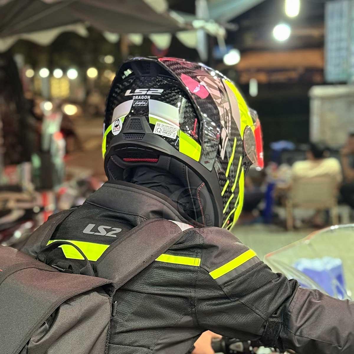 LS2 Dragon FF807 Carbon Trax Yellow