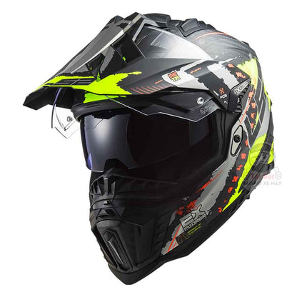 LS2 MX701 Explorer Carbon Extend Xanh lá