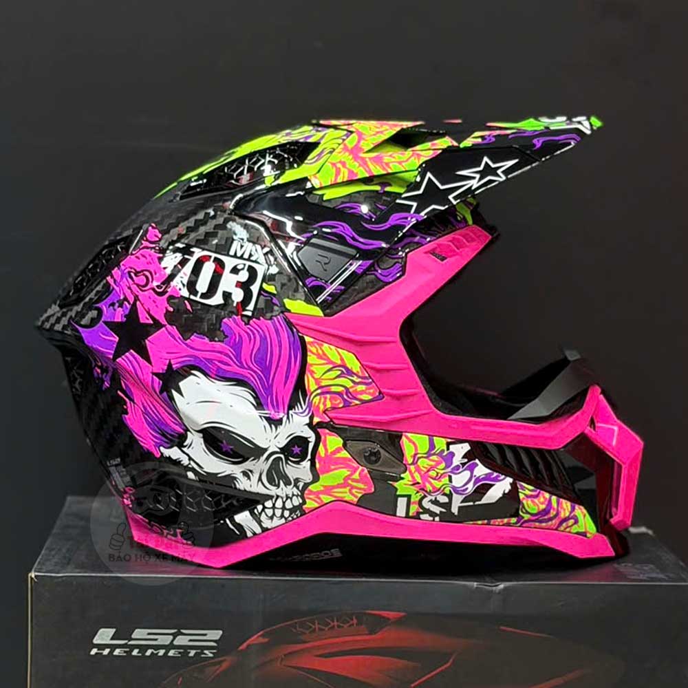 LS2 MX703 Carbon Fire Skull Violet