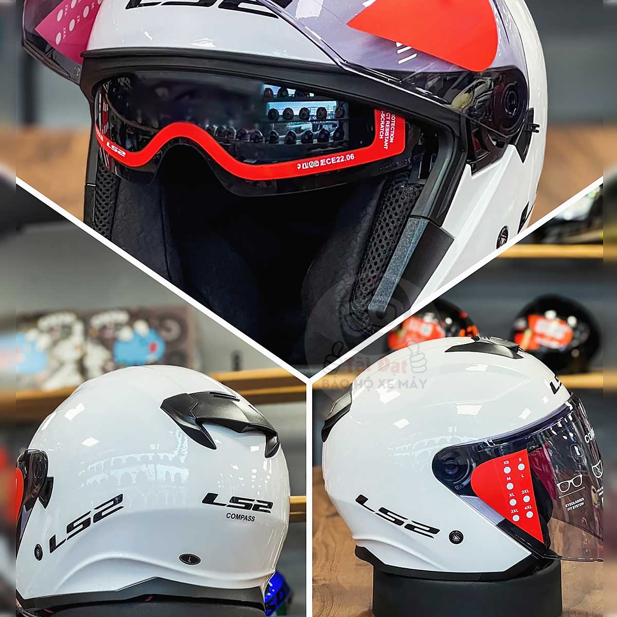 Nón LS2 Compass OF626 Trắng bóng