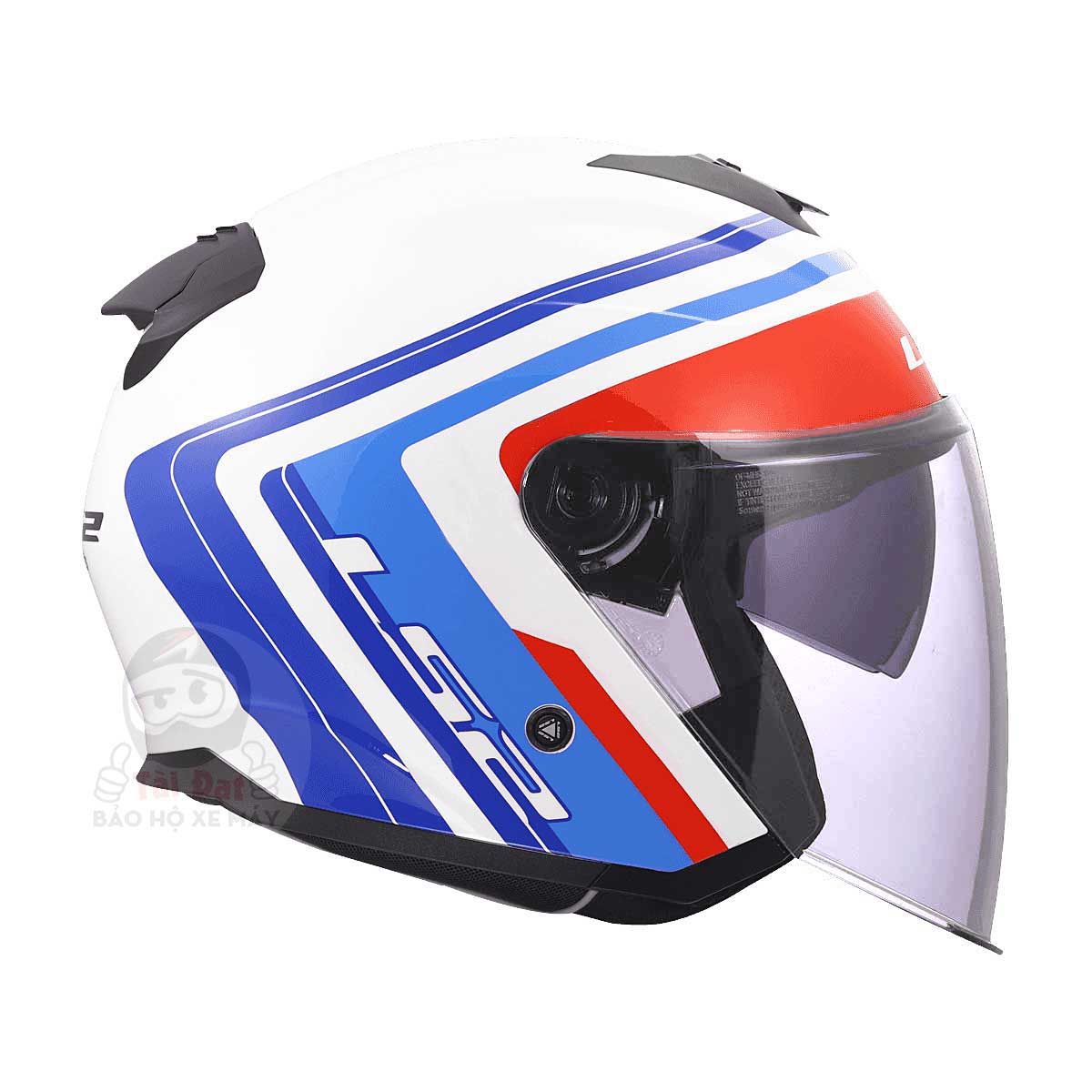 Nón LS2 Compass OF626 Trắng Xanh Đỏ