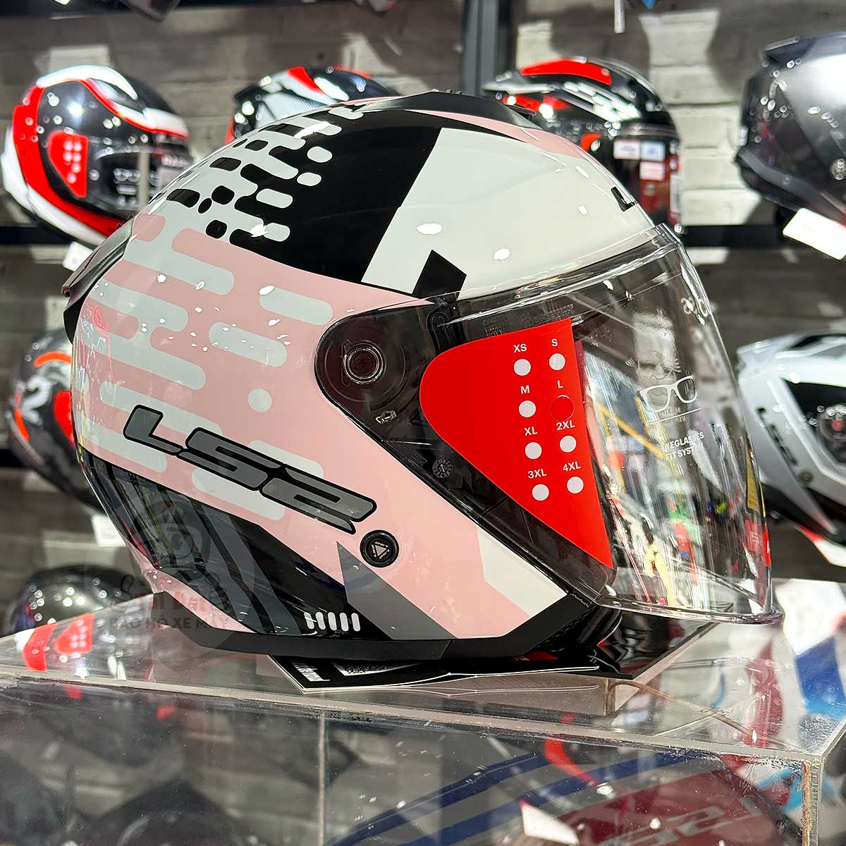 Nón LS2 Compass OF626 Trắng Hồng