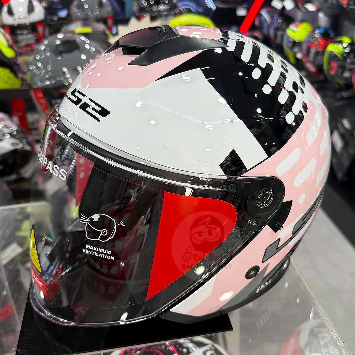 Nón LS2 Compass OF626 Trắng Hồng