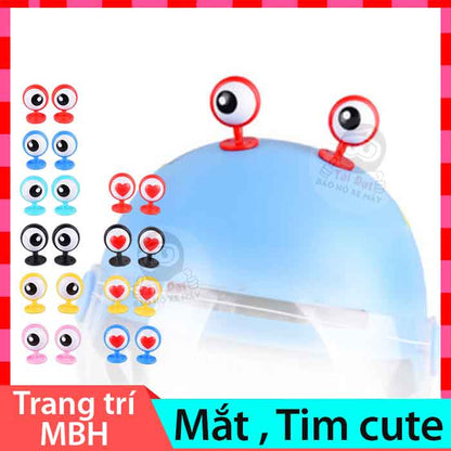 Mắt cute, Tim trang trí mũ bảo hiểm