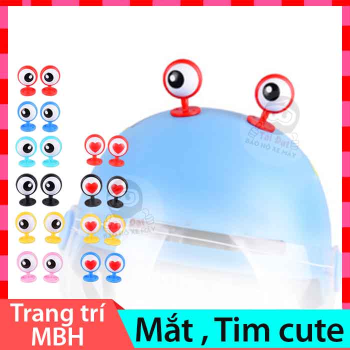 Mắt cute, Tim trang trí mũ bảo hiểm
