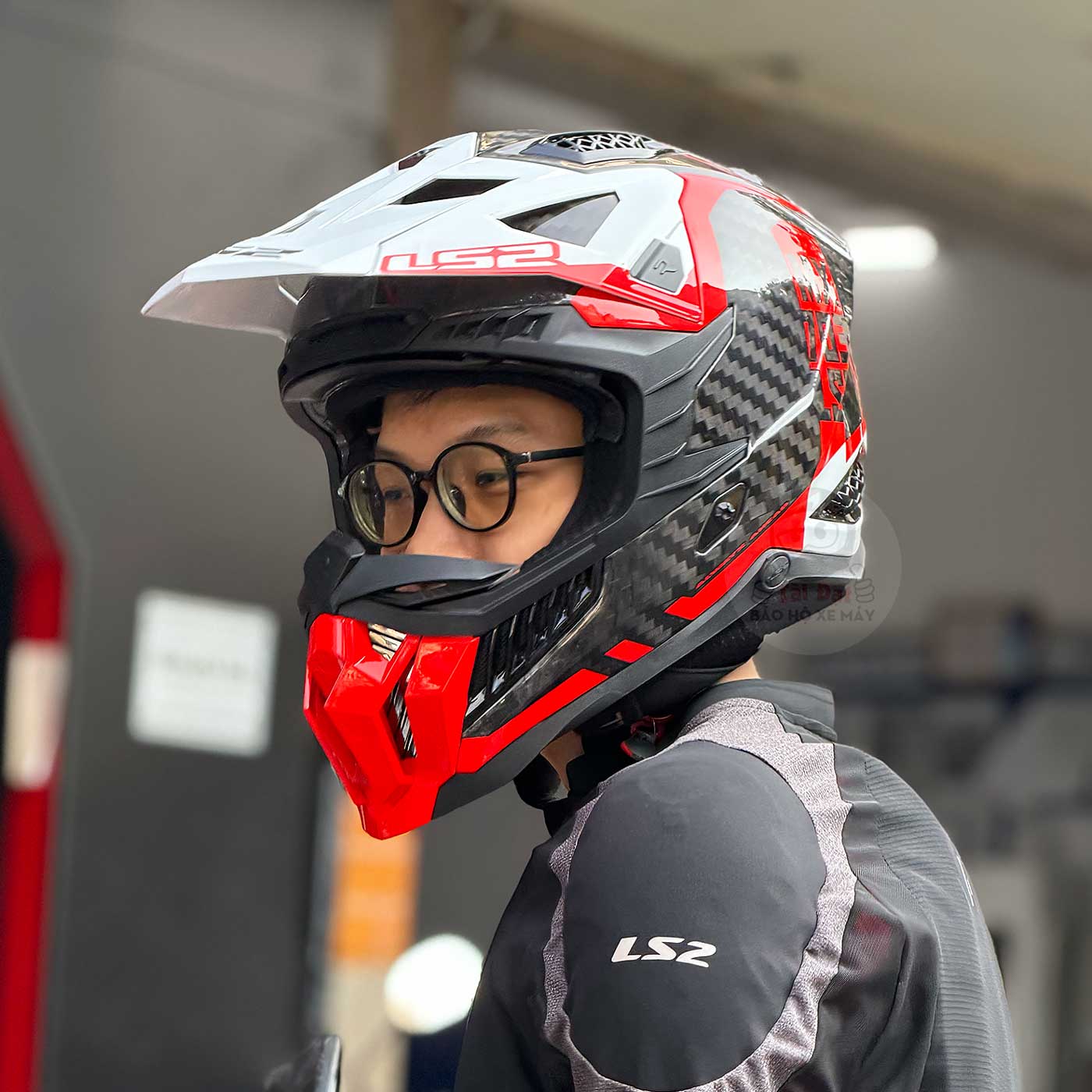 Ls2 Mx703 Carbon Victory Red White Helmet