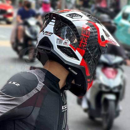 LS2 Mx703 Carbon Victory Trắng Đỏ