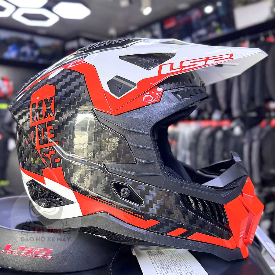 LS2 Mx703 Carbon Victory Trắng Đỏ