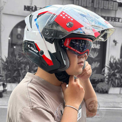 LS2 Verso II OF618 Air Trắng Xanh Đỏ
