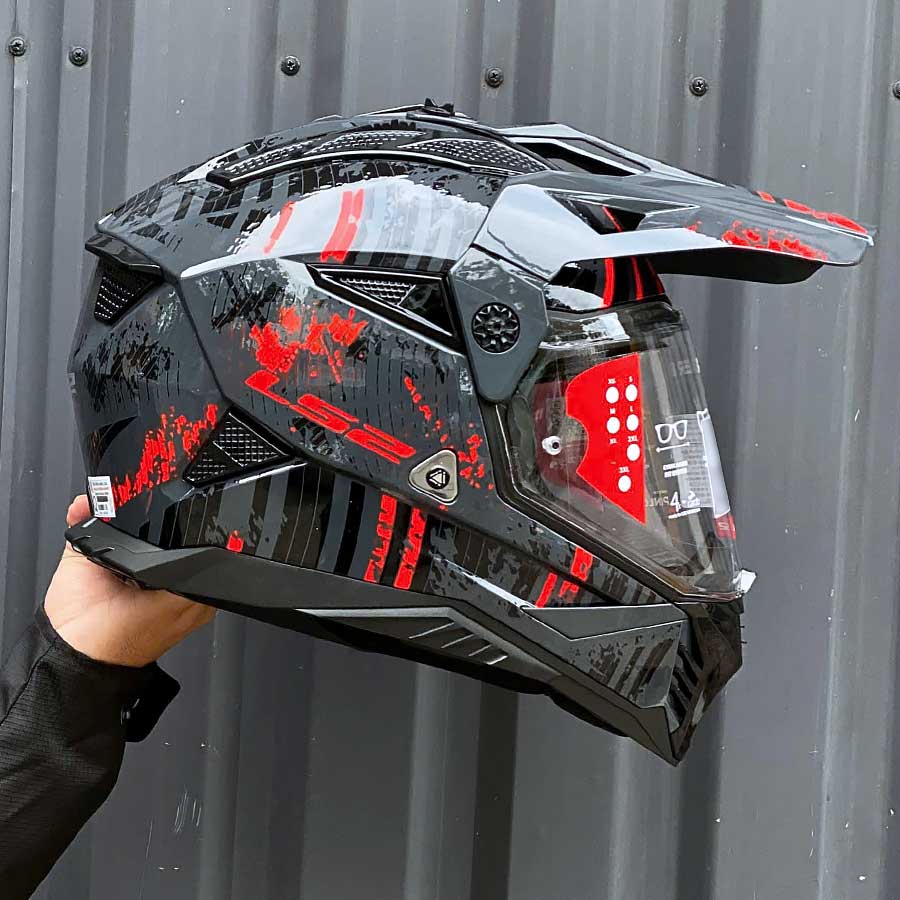 LS2 MX702 Pioneer II Crazy Black Red Helmet