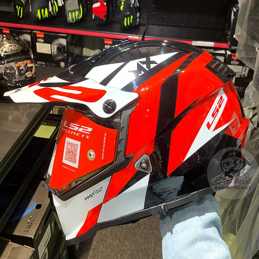 LS2 Pioneer Strike White Red MX436 Helmet