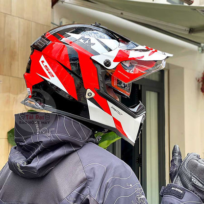 LS2 Pioneer Strike White Red MX436 Helmet