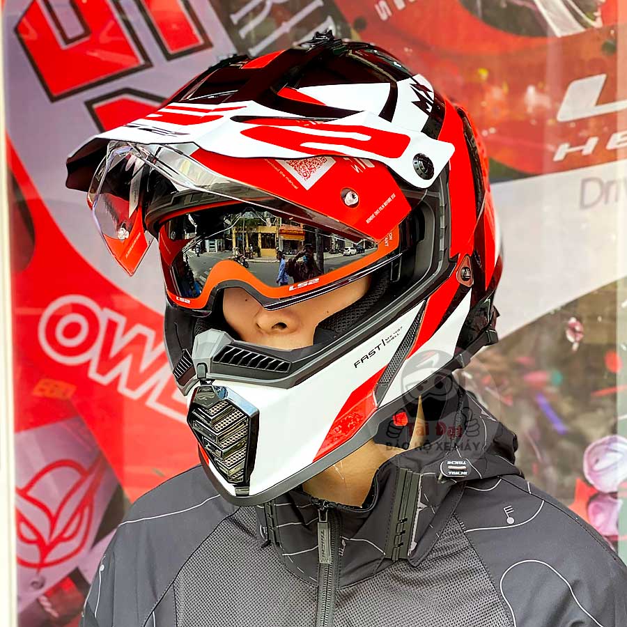 LS2 Pioneer Strike White Red MX436 Helmet