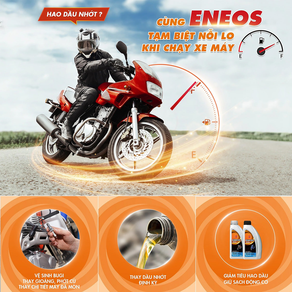 Dầu nhớt Eneos 10W-40 SL/MB tay ga