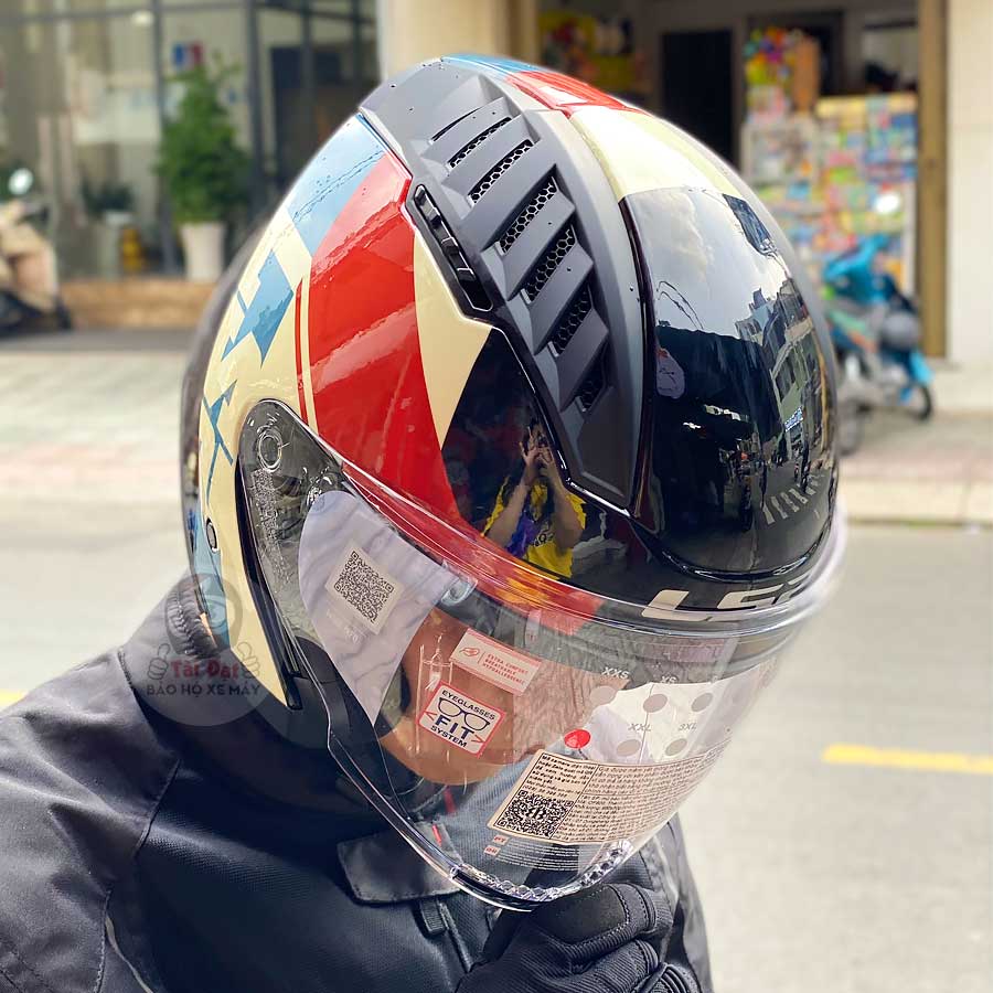 LS2 OF600 Copter Rise Blue Red Helmet