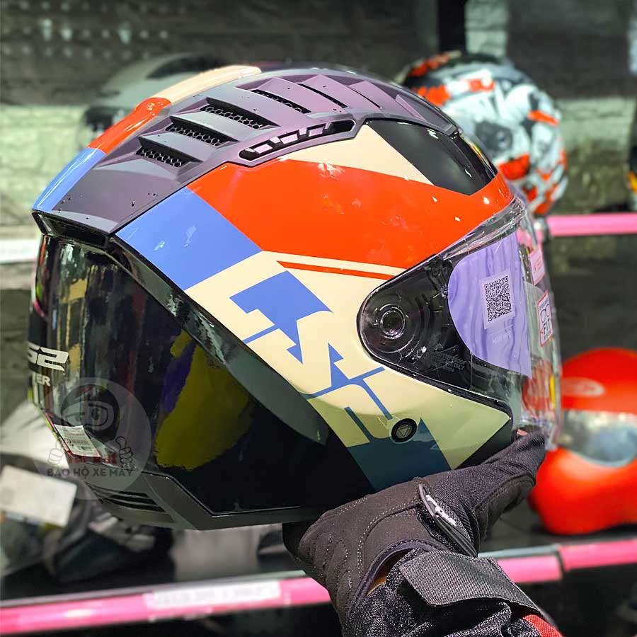 LS2 OF600 Copter Rise Blue Red Helmet