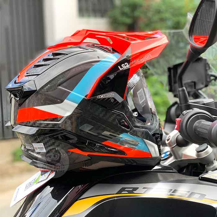 LS2 MX701 Explorer Carbon Đỏ Xanh