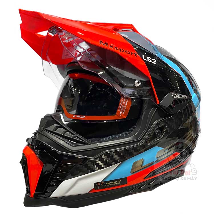 LS2 MX701 Explorer Carbon Đỏ Xanh